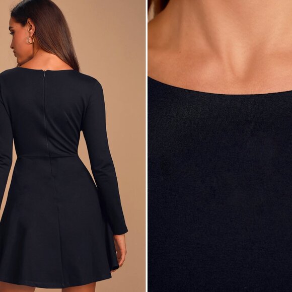 BRAND NEW - HOLIDAY DRESS Forever Chic Black Long Sleeve Dress - Picture 3 of 6